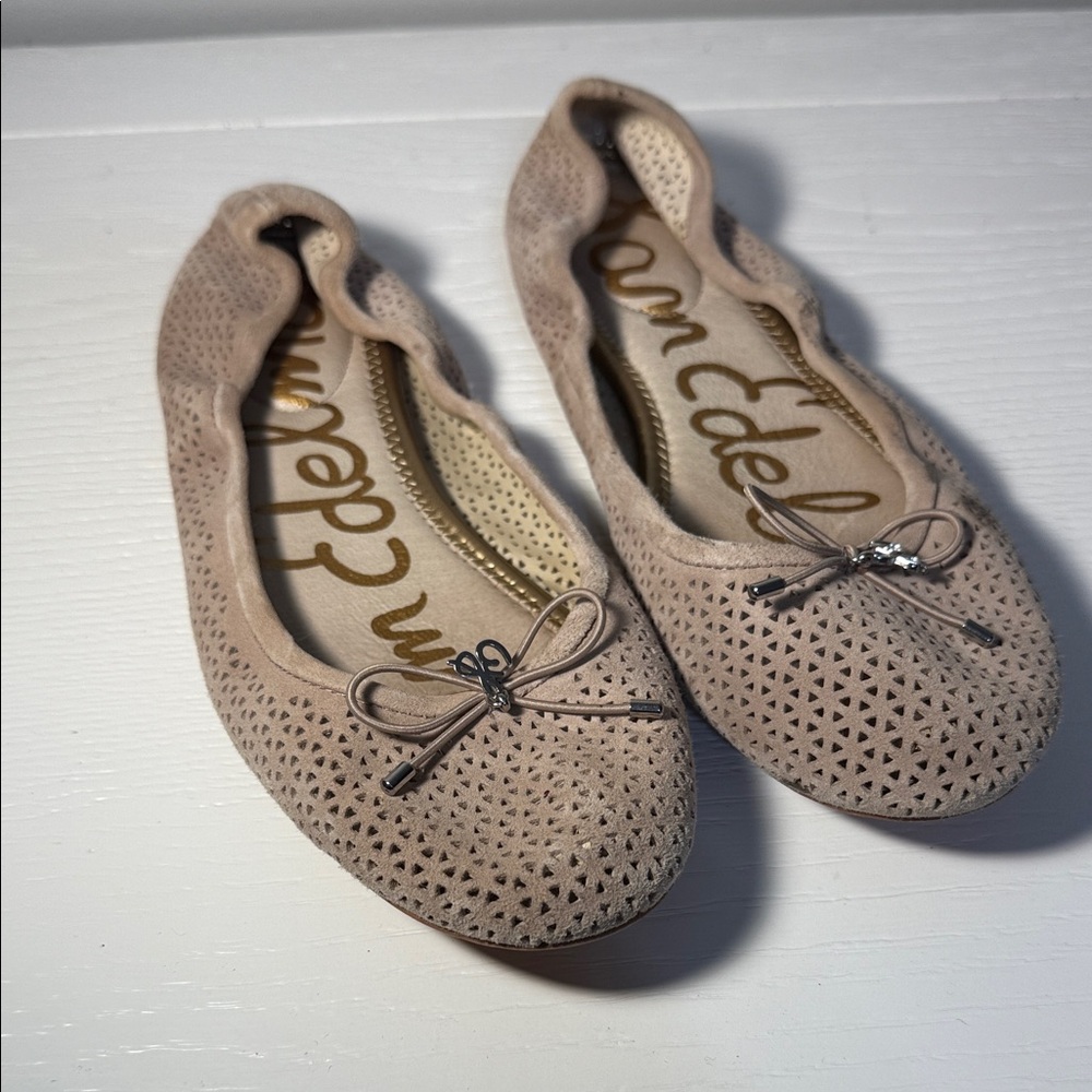 Sam Edelman Perforated Beige Ballet Flats